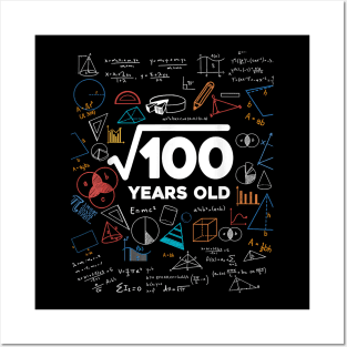 Square Root Of 100 10th Birthday Math Lover 10 Year Old Bday Posters and Art